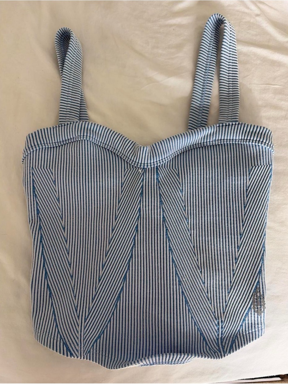 FP Movement by Free People Blue & White Striped Bustier Tank